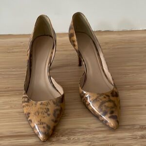 J. Crew Valentina D’Orsay Patent Leather Leopard Print Pumps, Made in Italy